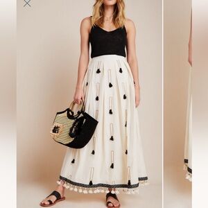 Tassel Maxi Skirt in Cream